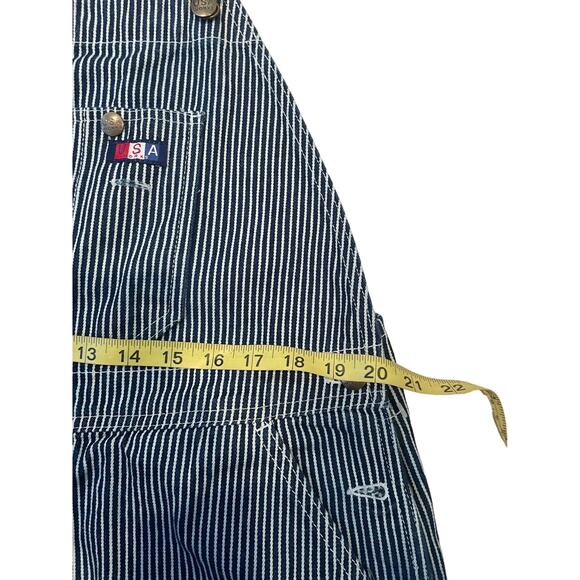 Vtg USA Works Sz 40x30 Railroad Stripe Adjustable Strap Carpenter Bib Overalls - Picture 12 of 13